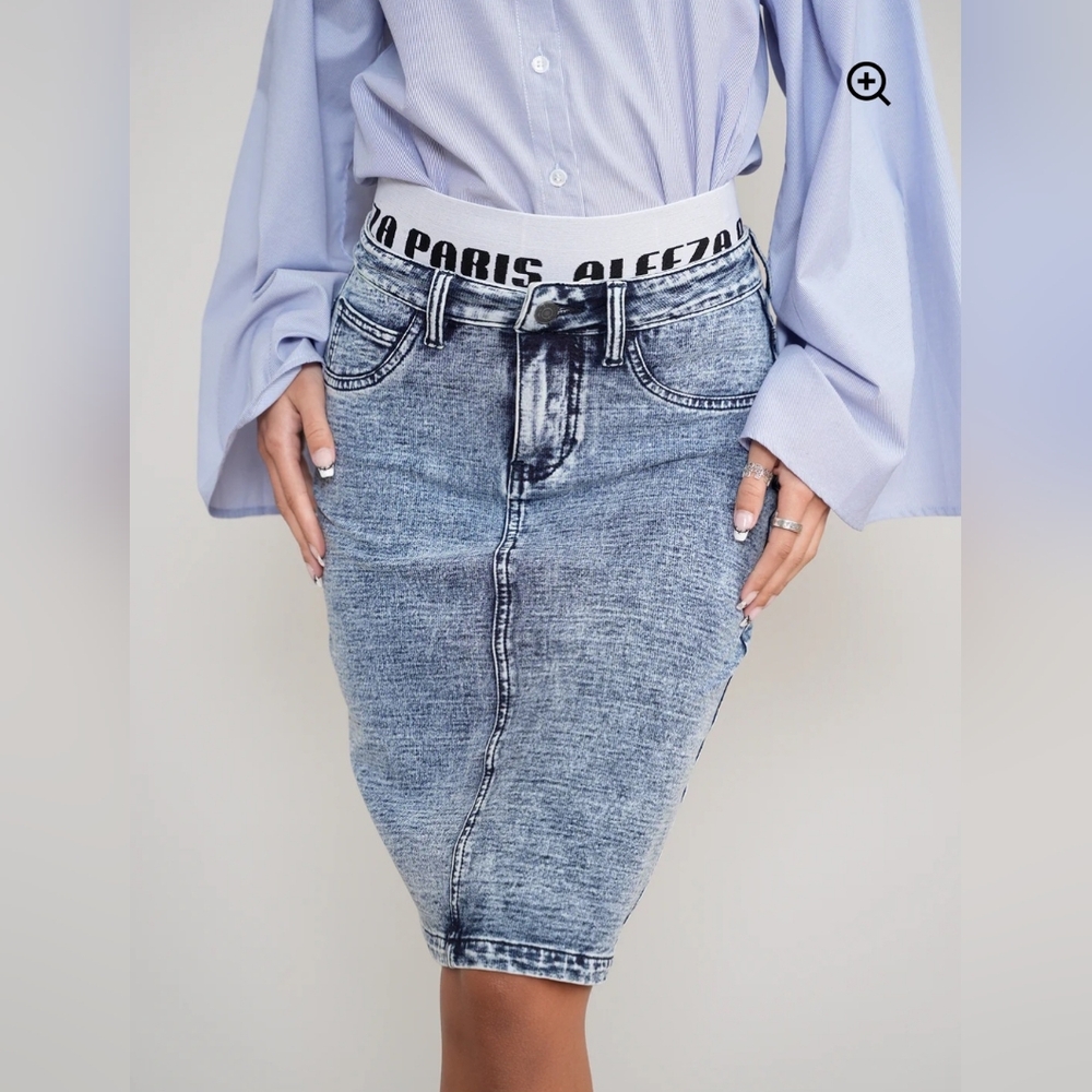 Aleeza Paris Soft Stretchy Blue Denim Skirt